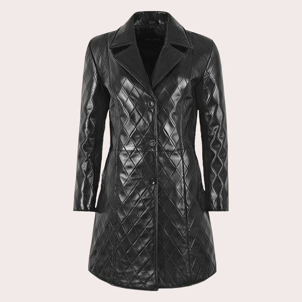 Women's Single Breasted Quilted Leather Coat ADORED