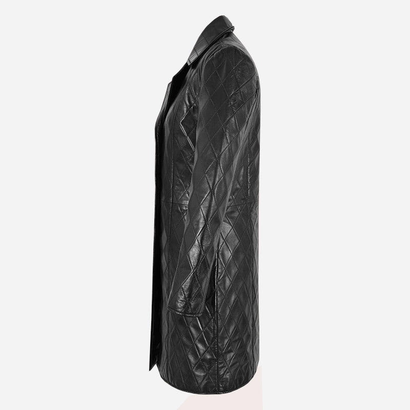 Women's Single Breasted Quilted Leather Coat ADORED