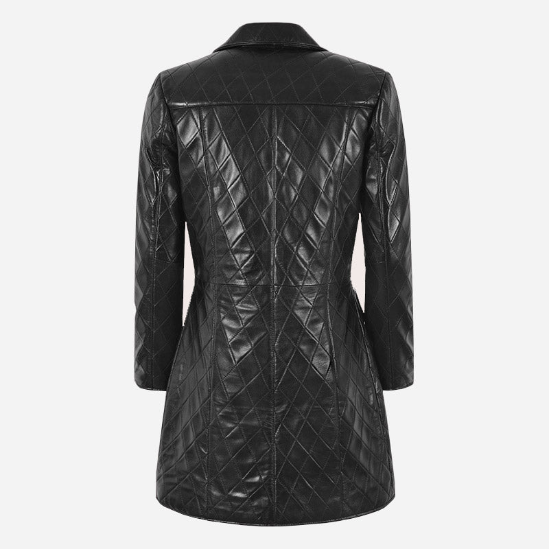 Women's Single Breasted Quilted Leather Coat ADORED