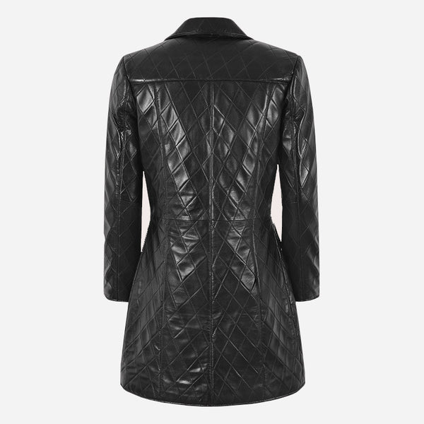 Women's Single Breasted Quilted Leather Coat ADORED