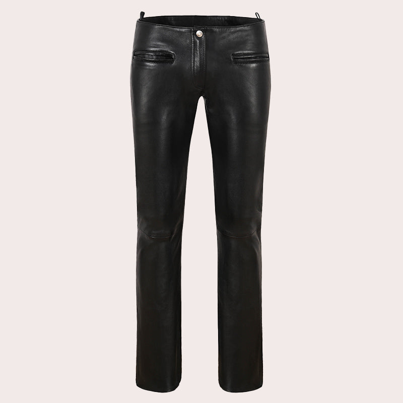 Women's Low-Rise Leather Pants TERRAN