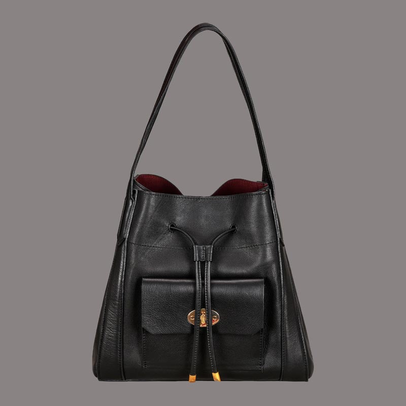 Women's Leather Handbag Shoulder Bag in Black