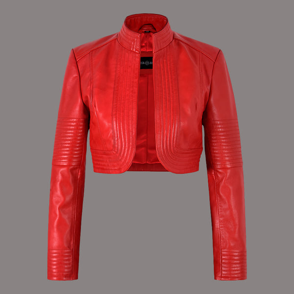 Women Cropped Leather Jacket HARLEE