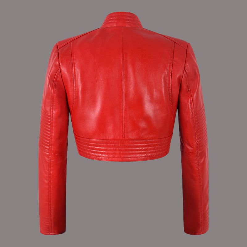 Women Cropped Leather Jacket HARLEE