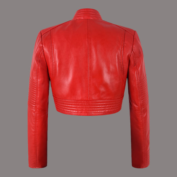 Women Cropped Leather Jacket HARLEE