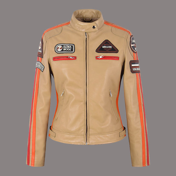 Women Racer Leather Jacket SIZMA