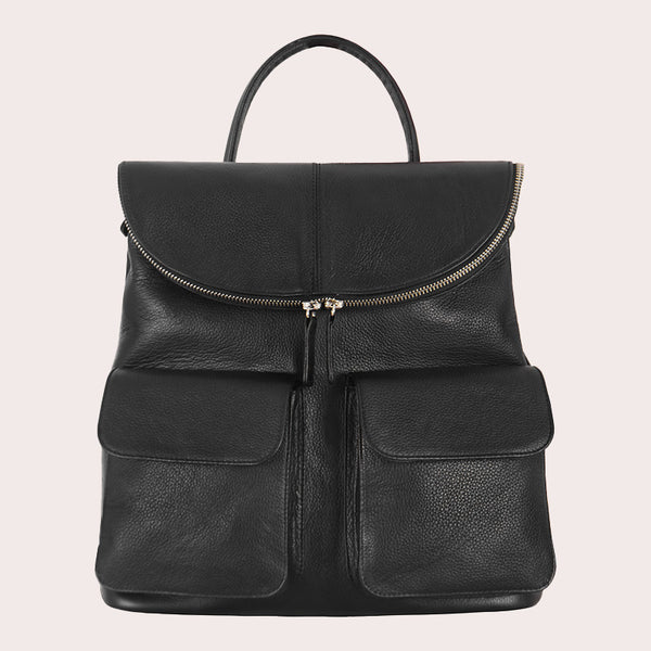 Leather travel backpack