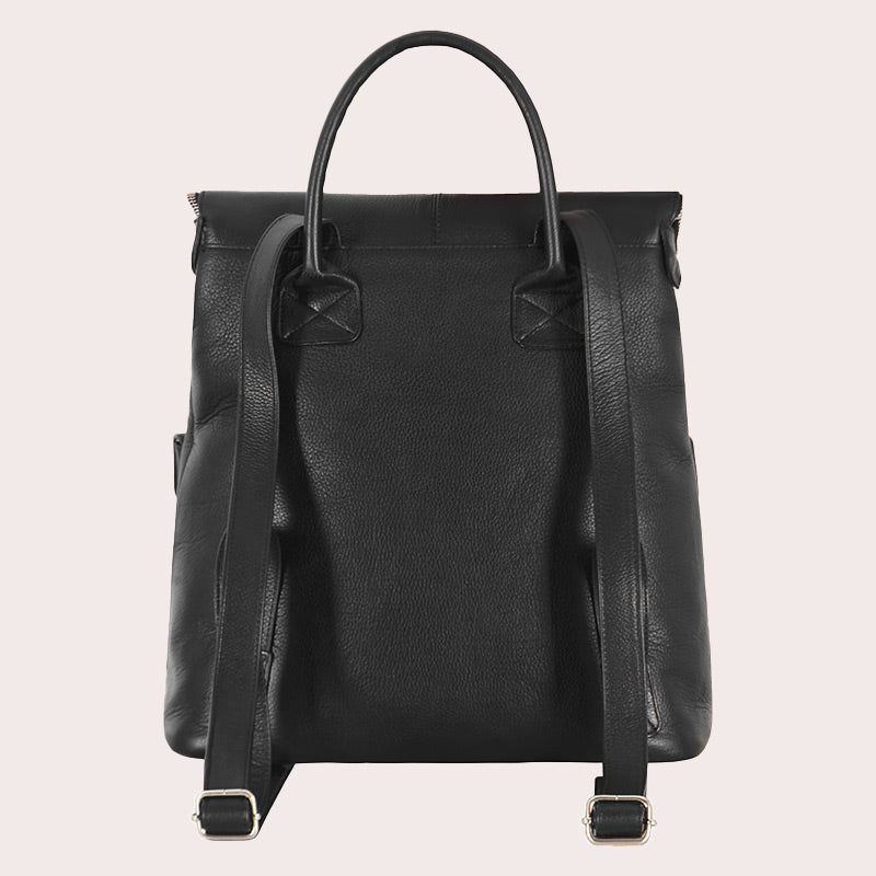 black leather backpack womens john lewis Women's Real Leather Backpack Top Handle Leather Rucksack Black Daypac