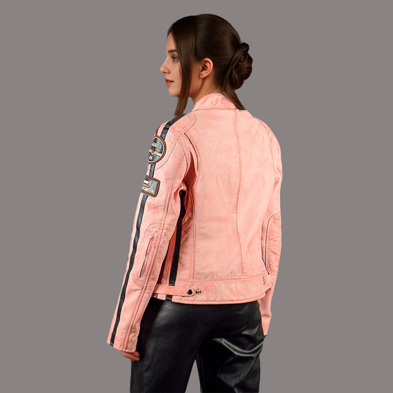 Women Racer Leather Jacket SIZMA