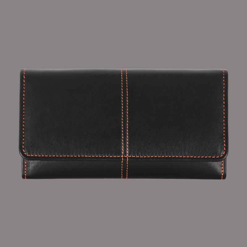 Leather Travel Wallet Card Holder Mobile Pouch - RFID Protected