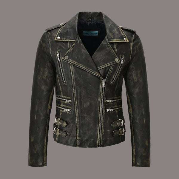 Women Vintage Leather Jacket WHISPER