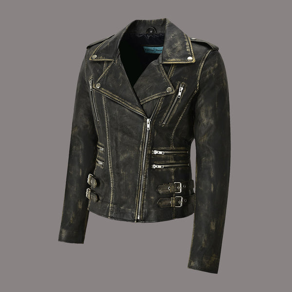 Women Vintage Leather Jacket WHISPER