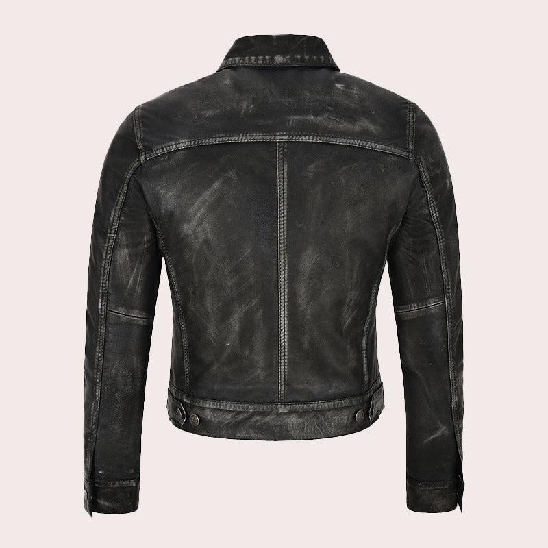 Women Leather Denim Jacket HESMEN