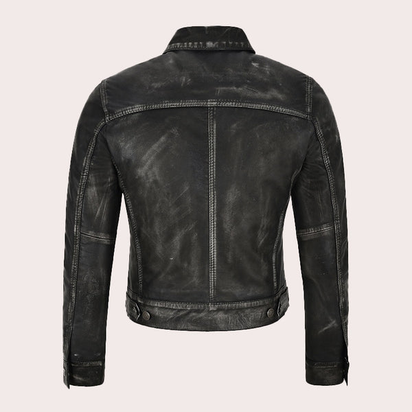 Women Leather Denim Jacket HESMEN