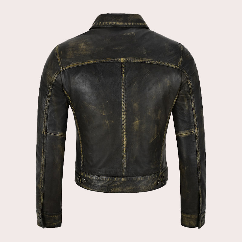 Women Leather Denim Jacket HESMEN