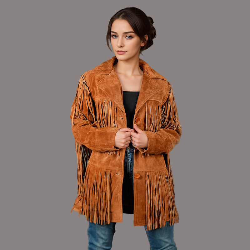 Women's Suede Fringe Jacket AURA