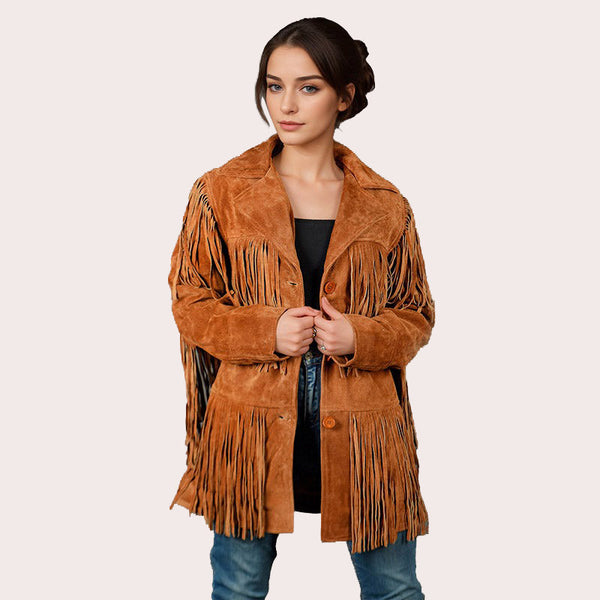 Women's Suede Fringe Jacket AURA
