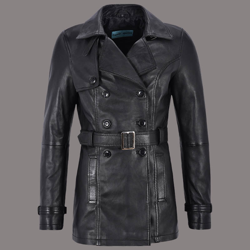 Double Breasted Women's Leather Coat BROOKSIDE