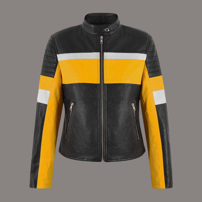 Women Leather Biker Racer Jacket WILLOWVALE