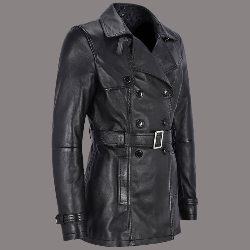 Double Breasted Women's Leather Coat BROOKSIDE