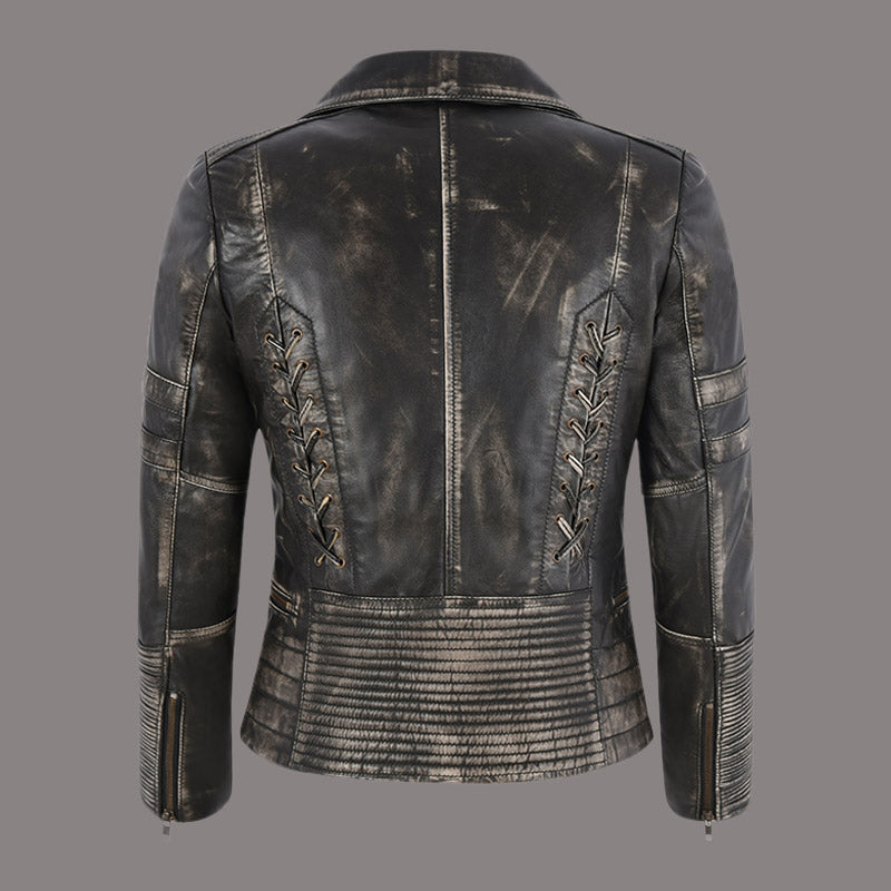 Women Vintage Laced Leather Jacket CONISTON