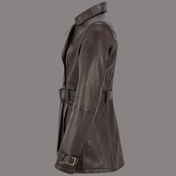 Double Breasted Women's Leather Coat BROOKSIDE