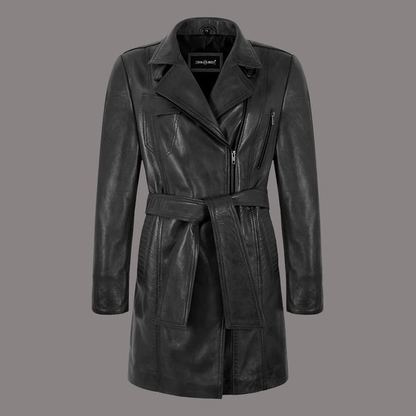 Women 3/4 Length Leather Coat STARLIT