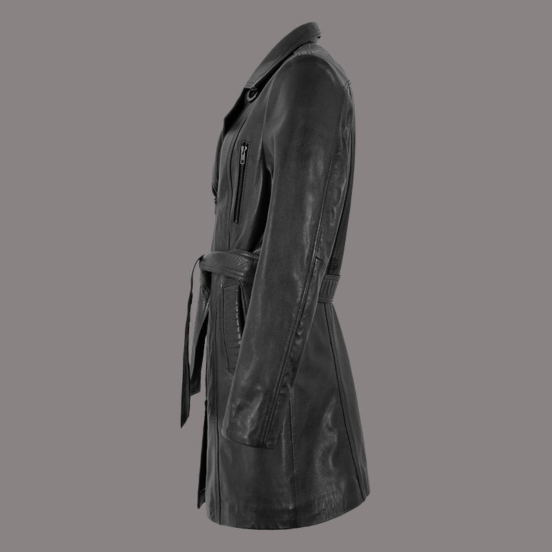 Women 3/4 Length Leather Coat STARLIT