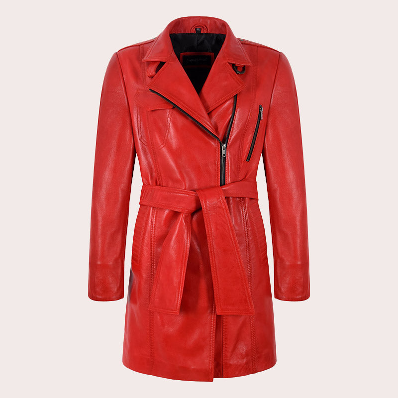 Women 3/4 Length Leather Coat STARLIT