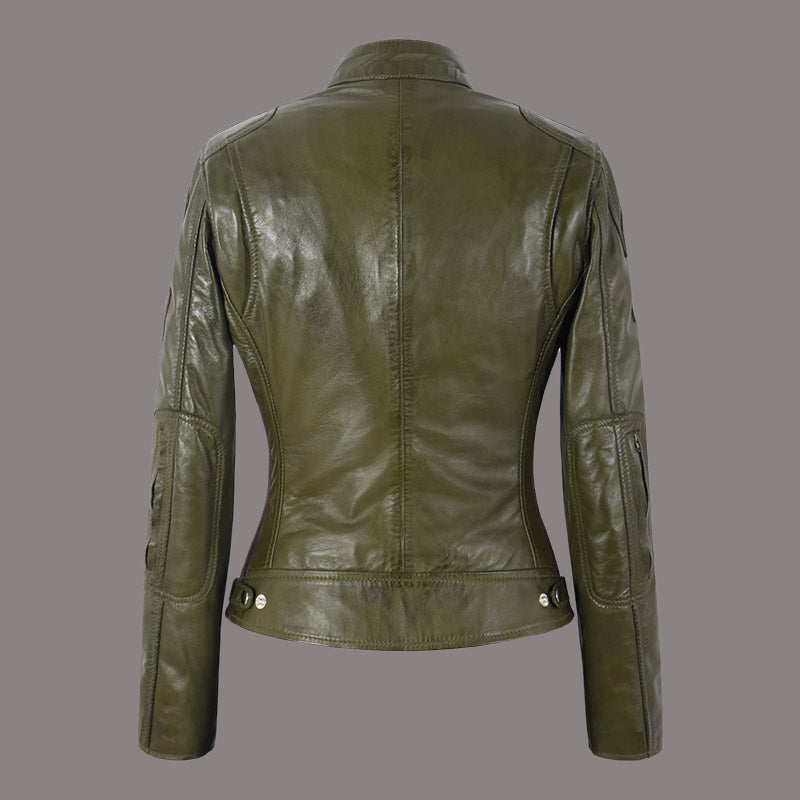 Women Racer Leather Biker Jacket SIZMA