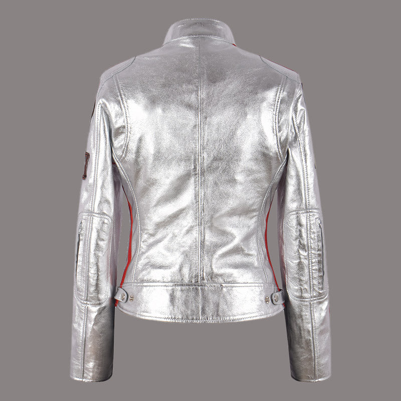 Women Racer Leather Biker Jacket SIZMA