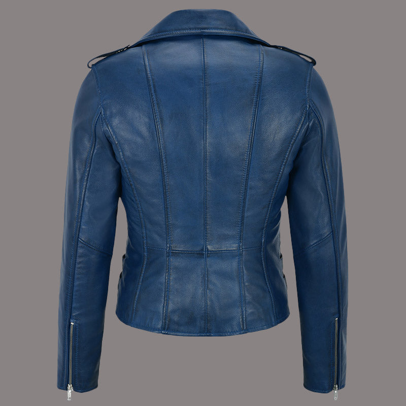 Women Classic Leather Biker Jacket WHISPER