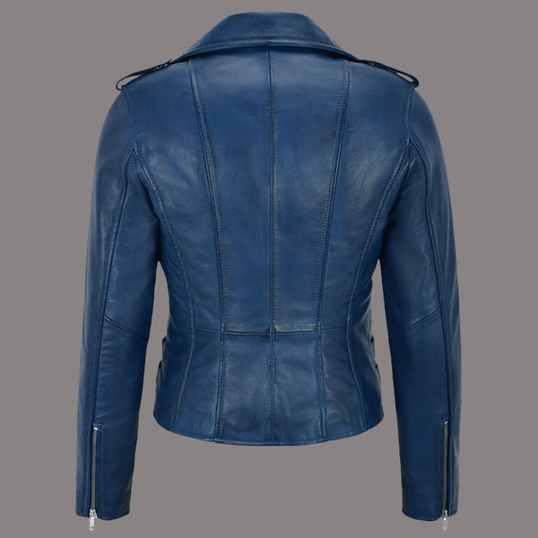 Women Classic Leather Biker Jacket WHISPER