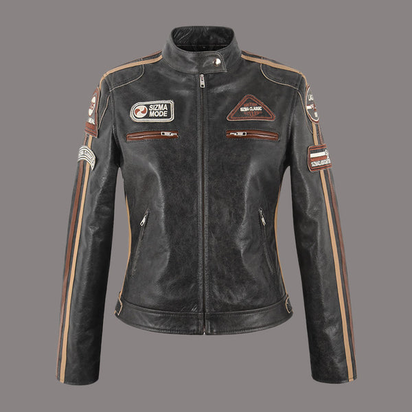 Women Racer Leather Jacket SIZMA