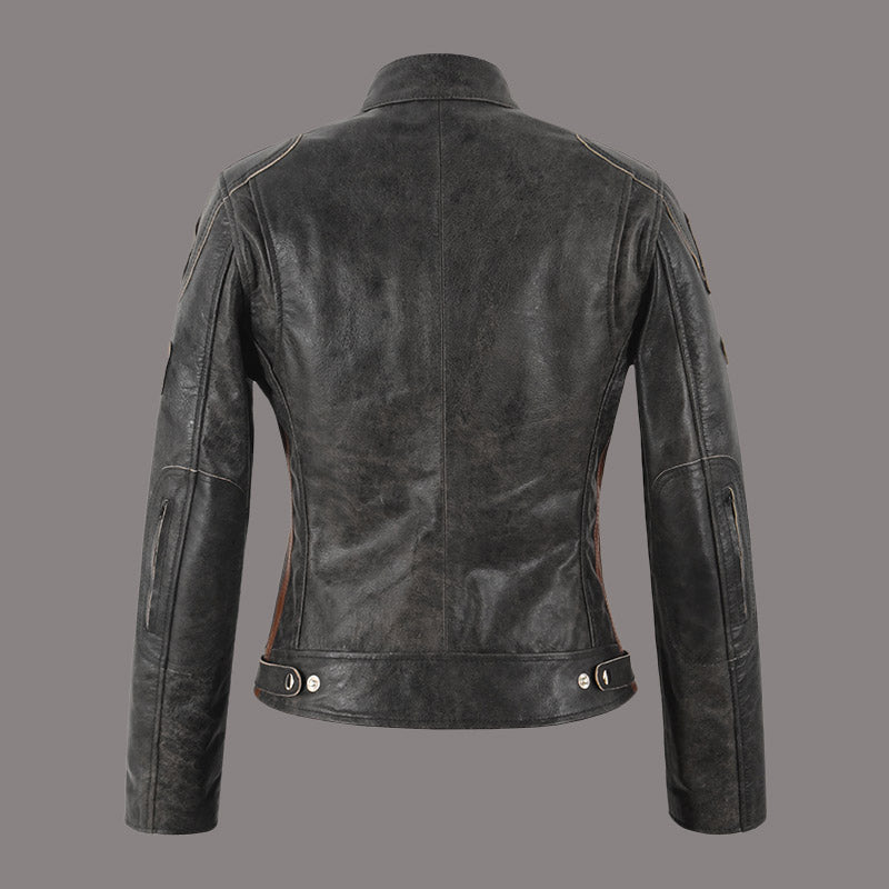 Women Racer Leather Jacket SIZMA