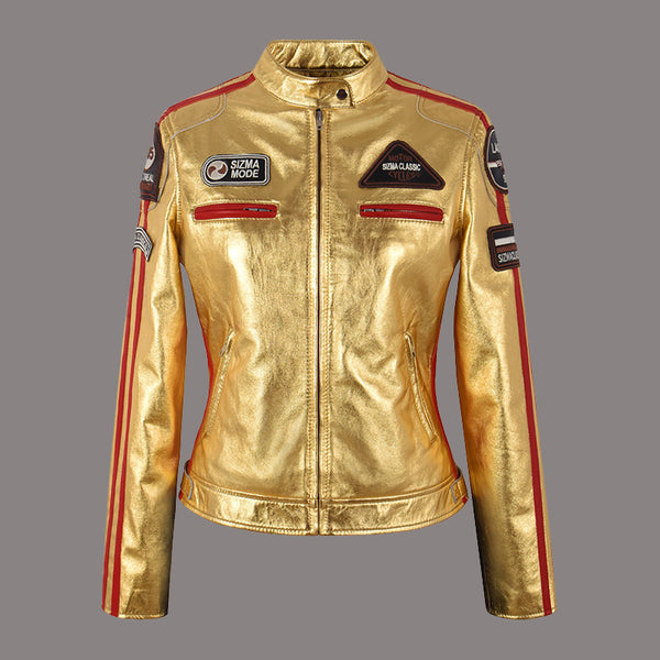 Women Racer Leather Jacket SIZMA