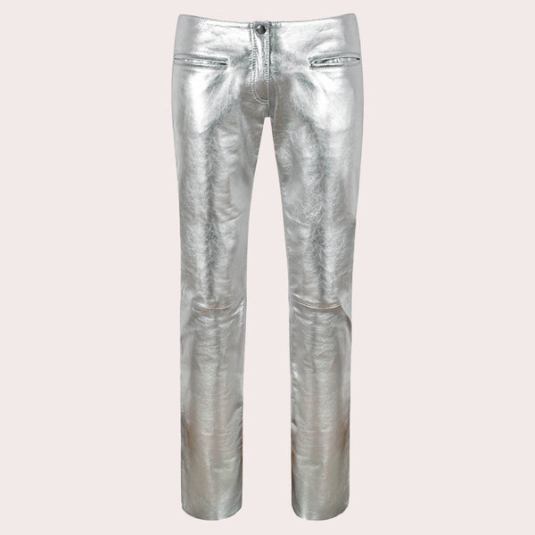 Women's Low-Rise Leather Pants TERRAN