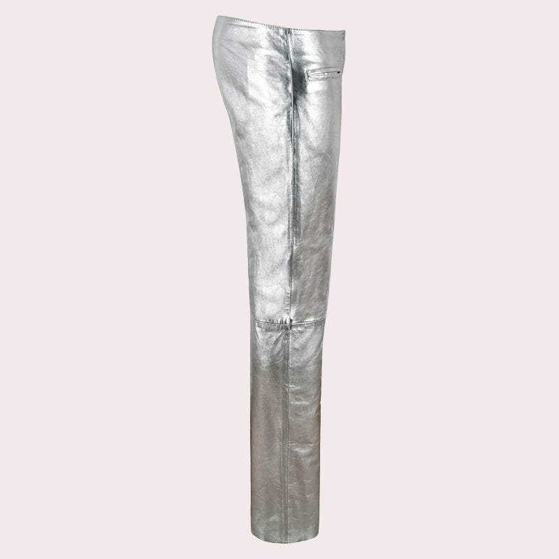 Women's Low-Rise Leather Pants TERRAN