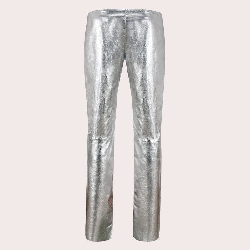 Women's Low-Rise Leather Pants TERRAN