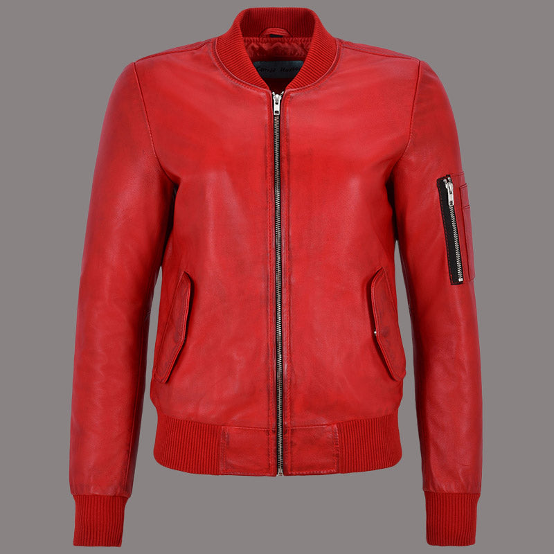 Women Leather Bomber Jacket CLIFTON