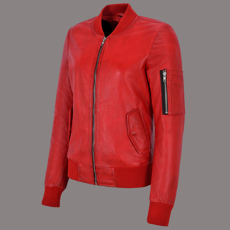 Women Leather Bomber Jacket CLIFTON