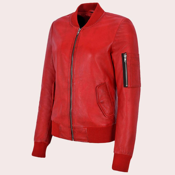 Women Leather Bomber Jacket CLIFTON