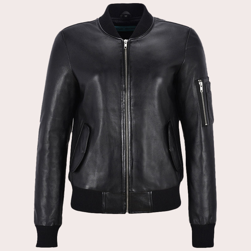 Women Leather Bomber Jacket CLIFTON