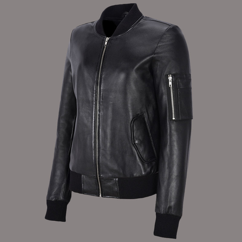 Women Leather Bomber Jacket CLIFTON