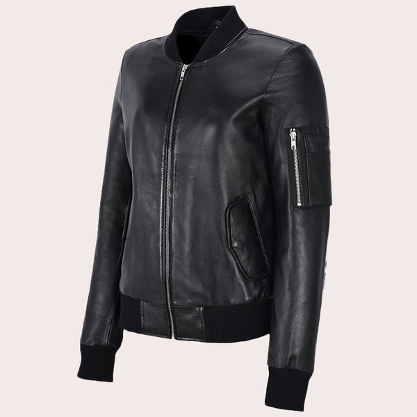 Women Leather Bomber Jacket CLIFTON