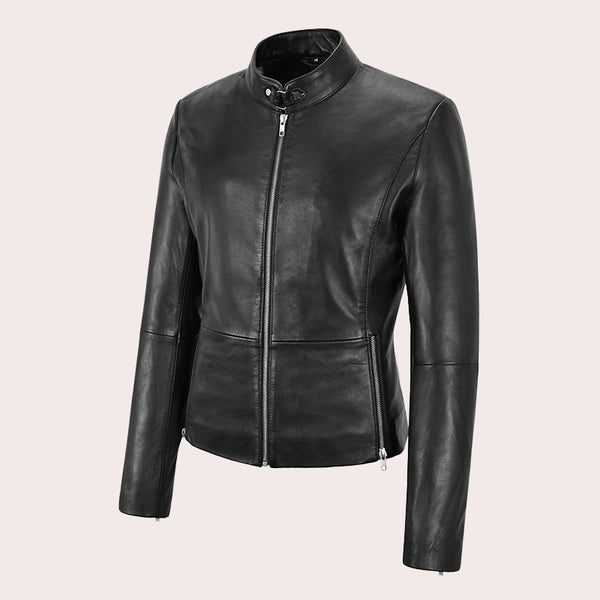 Women's Leather Racer Jacket KYREL