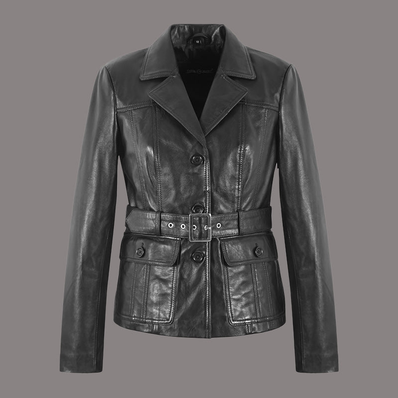 Women's Leather Blazer with Belt LARCHMONT