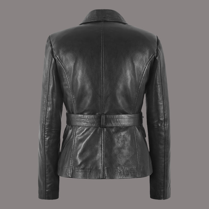 Women's Leather Blazer with Belt LARCHMONT