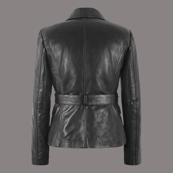 Women's Leather Blazer with Belt LARCHMONT