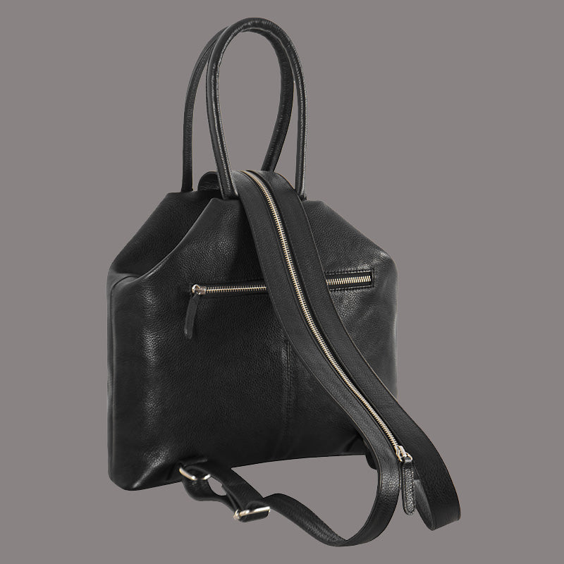 Women Leather Handbag Cum Backpack